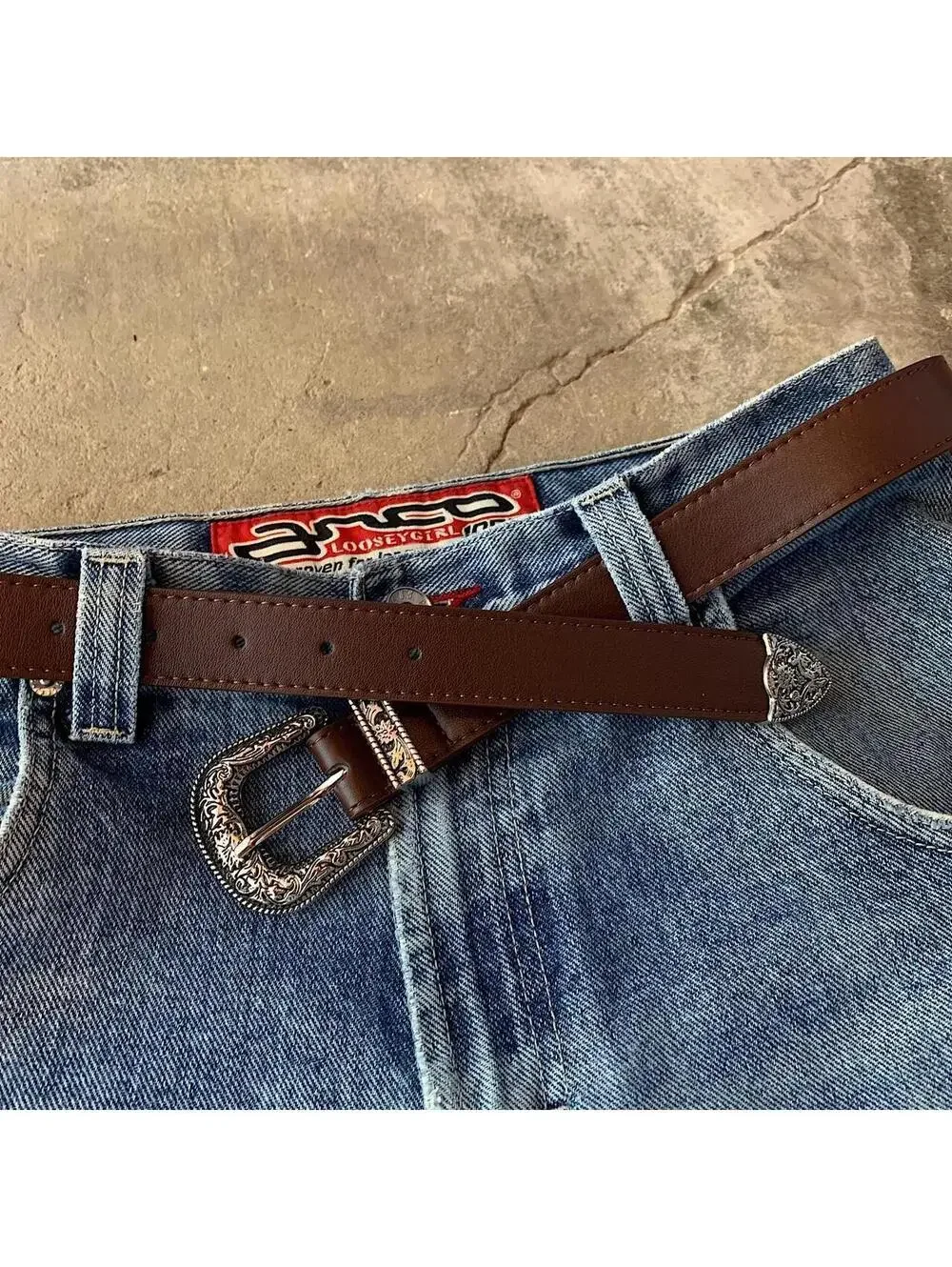 American Western vintage style brown belt. 41 inches length. 1 inch width